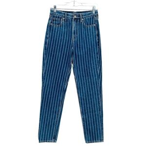 American Eagle Mom jeans stripe high rise blue white women's size‎ 2